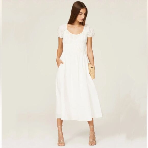 Kate Spade white 100% cotton midi dress small s sundress - Picture 6 of 10